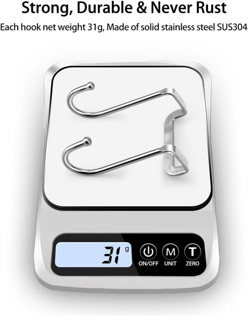 Poeland Over Cabinet Drawer Double Hooks - 304 Stainless Steel Narrow Door Hook for Kitchen, Bathroom, Pack of 4