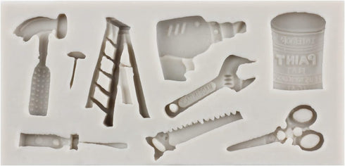Mini Construction Tools Silicone Molds Set of 4 for Cake Decorating, Chocolate Fondant Molds, Cupcake Topper
