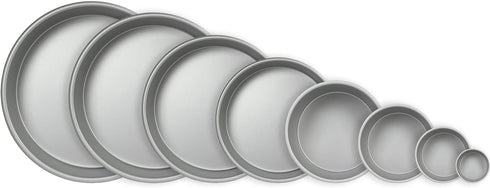 PME Professional 8 x 4 Round Aluminum Baking Pan, 8-Inch, Silver