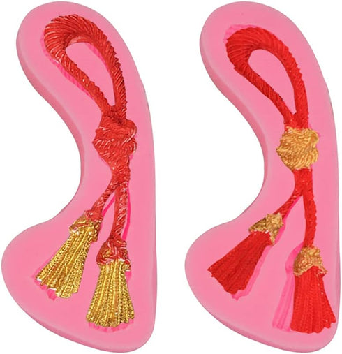 2 pieces Rope Knot Ice Jelly Baking Tray Molds,Chinese Knot Cake Baking Mould, Tassel Chocolate Candy Bakeware Mold, Pink by ZQWE