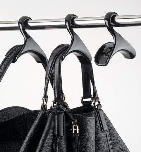 Bag-a-Vie Purse Hanger for Closet, Handbag Organizer Hooks for Hanging Bags & Purses, Black Plastic