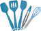 Mini Kitchen Utensil Set, 5-Piece Tiny Silicone Tools for Kids Baking - Blue Whisk, Spatula, Tongs, Spoon
