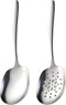 X-Large Serving Spoons Set - 9.8 Inch Slotted Spoon and Serving Spoon, 18/8 Stainless Steel Cooking Utensils, Pack of 2