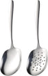 X-Large Serving Spoons Set - 9.8 Inch Slotted Spoon and Serving Spoon, 18/8 Stainless Steel Cooking Utensils, Pack of 2