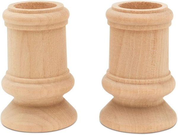 Classic-Style Wooden Candle Cups - Set of 4 with 7/8 Inch Taper Candle Hole, Unfinished by Woodpeckers