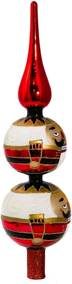 Kurt Adler Glass Nutcracker Treetop, 13-Inch