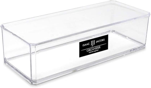 Isaac Jacobs Clear Acrylic Rectangular Stackable Storage Organizer, 9" L x 3.5" W x 2.5" H, Multi-Functional