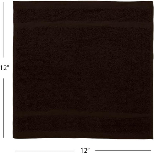 24-Pack 12 12 Inch Avalon Towels Cotton Washcloths x Brown Super Soft & Absorbent Ring-Spun Cotton Wash Cloths