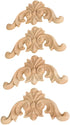 4-Pack, 12x12cm/4.72"x4.72" MUXSAM Wood Carved Onlay Appliques, Unpainted Wooden Corner Carving Decals, Furniture Decor