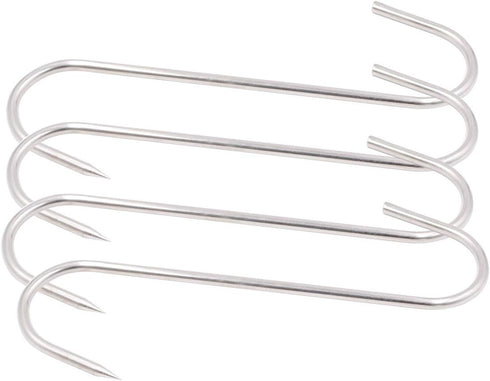 6 Inch Stainless Steel Meat Hooks, 4mm S-Hook for Meat Processing Butcher Hook