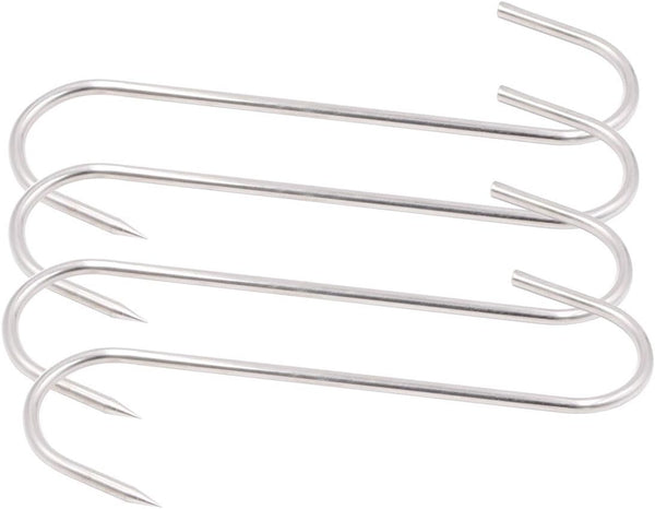 6 Inch Stainless Steel Meat Hooks, 4mm S-Hook for Meat Processing Butcher Hook