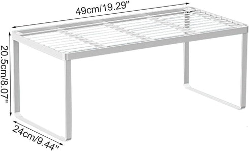 Kitchen Cabinet Storage Shelf, Stackable Wire Spice Rack Organizer for Bathroom, Bedroom, Closet, Laundry Room (White)
