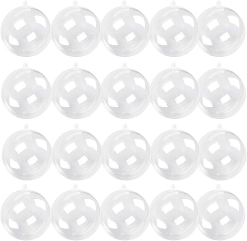 Kingrol 20 Pack 4-Inch Clear Plastic Fillable Ornaments Ball for Christmas, Wedding, Party, Home Decor