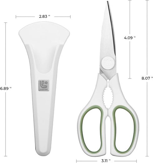 Linoroso Kitchen Scissors All Purpose Kitchen Shears with Magnetic Holder, Soft Grip Handle Cooking Scissors Dishwasher
