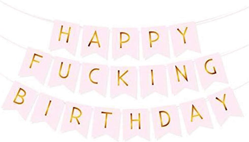 Sscon Happy Birthday Bunting Banner Funny Party Decorations with Shiny Gold Letters Party Supplies