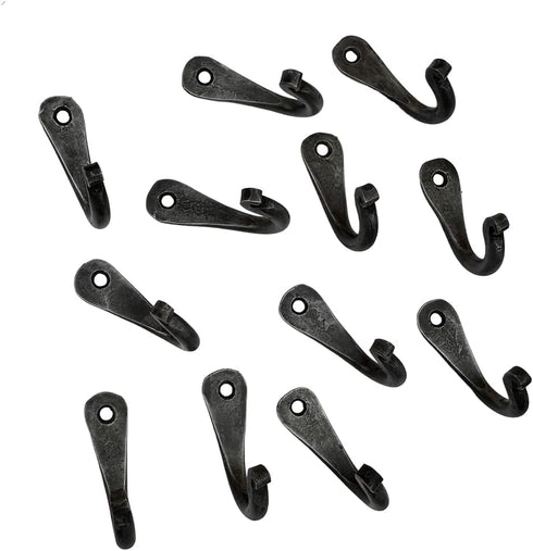 Hand Forged Metal Wall Hook Set, 12 Pcs Wrought Iron Handmade Hooks for Plant & Mug Farmhouse Kitchen Utensils