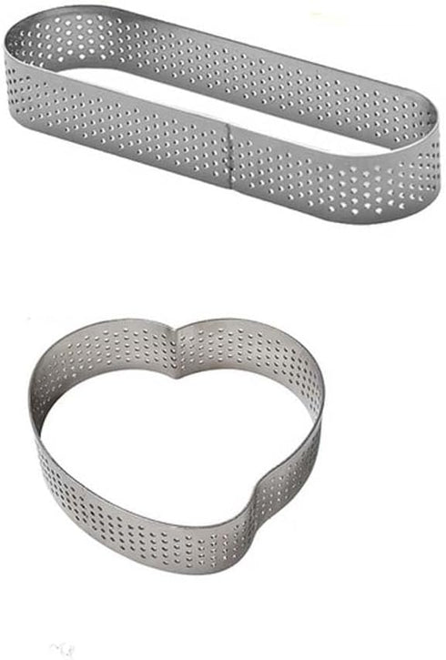 Tart Ring Stainless Steel Cake Mould, Kitchen Pastry Bakeware for Cookies, Bread Perforated Circle
