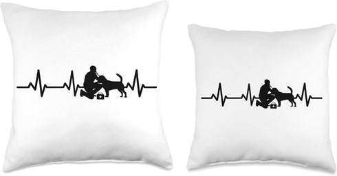 Veterinarian ECG Heartline Veterinary Assistant Pet Health Throw Pillow, 16x16, Multicolor