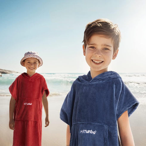 5-12 Hiturbo Kids Towel Changing Robe: Soft Plush Bath Towels - Warm Coral Fleece Hoodie - Swim Surf Poncho for Years