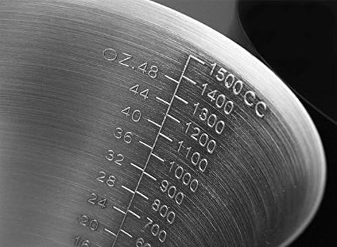 KSENDALO 48oz/6Cup SUS304 Stainless Steel Measuring Cup, Precision Engraved Markings for Liquid, Coffee, Milk & Espresso