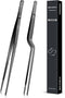 10-Inch Cooking Tweezer and Offset Tweezer Set, Precision Serrated Tips, Stainless Steel Chef Tools for BBQ