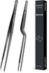 10-Inch Cooking Tweezer and Offset Tweezer Set, Precision Serrated Tips, Stainless Steel Chef Tools for BBQ
