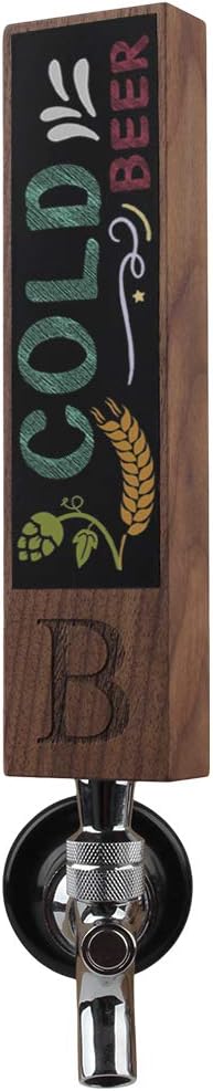 Monogrammed B Chalkboard Beer Tap Handle, 8 Inch Tall Walnut Wood for Home Brew Kegerators, Gift for Him