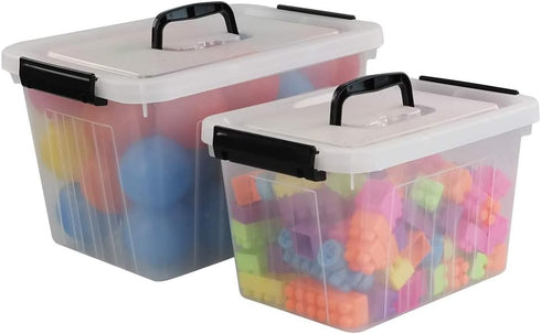 Obstnny 12 Quart & 6 Quart Plastic Latching Box, Clear Storage Bins with Handles and Lid