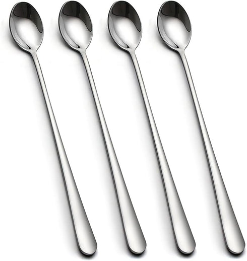 IQCWOOD Long Handle Iced Tea Spoons - 9-Inch Long Handle Tea Spoons, Set of 4 Stainless Steel Cocktail Stirring
