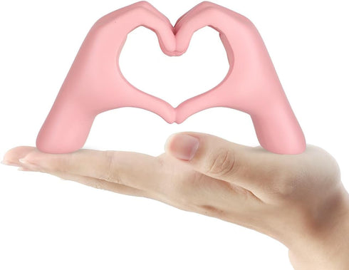 Small Pink Decor,Resin Heart Hands Sculpture for Living Room Bedroom Bookshelf Shelves