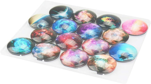 Starry Sky Pattern Refrigerator Magnets, 16 Pack, 1.35 Inches Diameter, Best Housewarming Gift