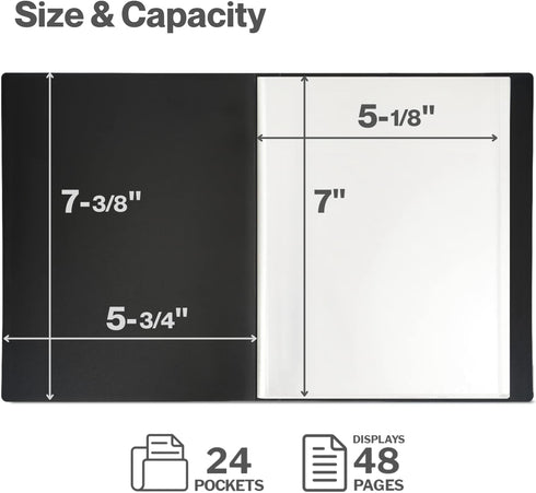 CRANBURY Small Photo Album 5x7 - 2-Pack Plastic Photo Book with 24 Pockets for 48 Pictures
