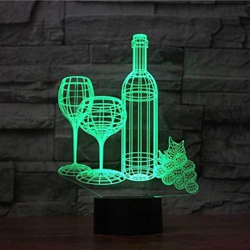 Optical Illusion 3D Red Wine Cup Night Light, 16 Colors Changing USB Powered LED Table Desk Lamp with Remote Control