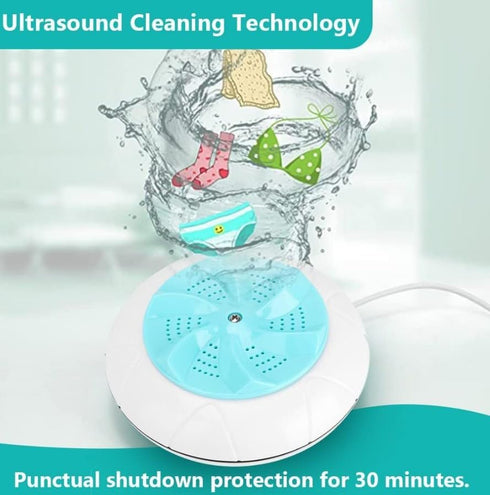 Travel Portable Washing Machine, Mini Household Small Washing Machine with Ultrasound Turbo Washer