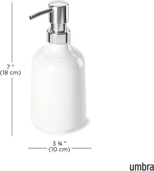 13 oz (384 ml) Umbra Step Liquid Soap Pump Dispenser, Also Works with Hand Sanitizer, Easy to Refill, White