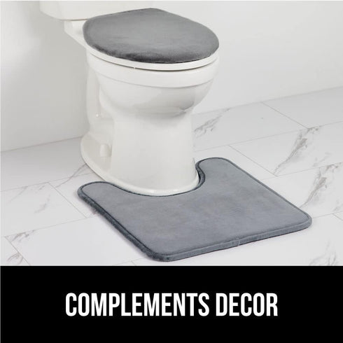 GORILLA GRIP Thick Memory Foam Toilet Lid Seat Cover, Soft Velvet, Machine Wash, Graphite, 19.5x18.5