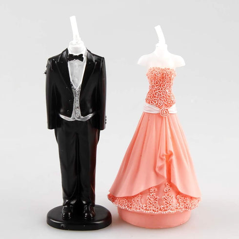 3D Bride and Groom Tuxedo Wedding Dress Set, Silicone Candle Soap Mold for Wedding Cake Decorating (Set of 2)