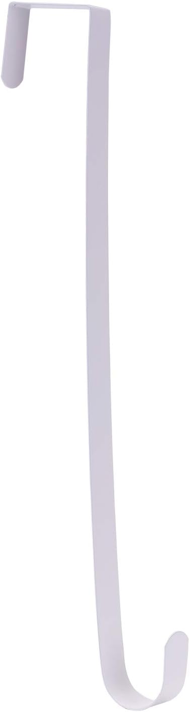 Sattiyrch 15" Wreath Hanger for Front Door - Sturdy Steel Over The Door Hook (White)