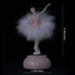 Chagar Feather Skirt Ballerina Rotating Music Box Figurine,White and Pink Manual Control Dancing Girl Musical Box