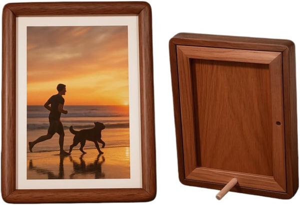 4x6 Picture Frame Wood With Glass, With 2.5x4.5 Mat, Natural Solid Walnut