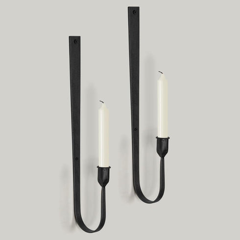 SHOHAYTO Black Wall Candle Holder Set of 2, Metal Wall Mount Candle Sconces