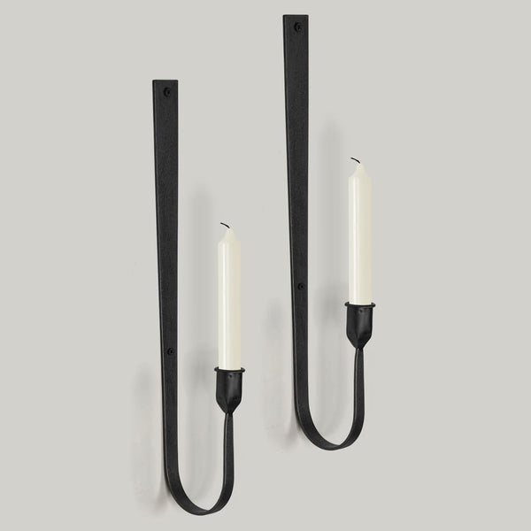 SHOHAYTO Black Wall Candle Holder Set of 2, Metal Wall Mount Candle Sconces