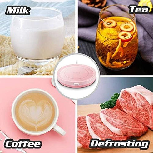 Smart Coffee Warmer, BESTINNKITS Auto On/Off Mug Warmer for Office Desk Use, Pink