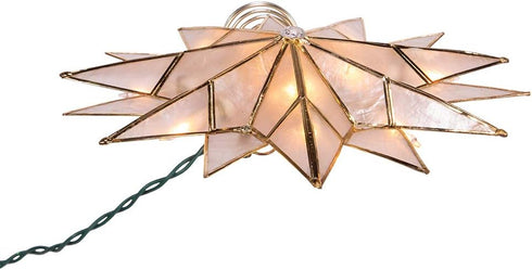 Kurt S. Adler UL3141 9.84" Brass Plated 7-Point Double Tip Capiz Star Tree Topper with Center Gem