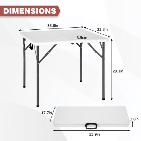 PayLessHere 34" Folding Tables Plastic Folding Card Table Half Portable Foldable Table for for Parties Wedding BBQ