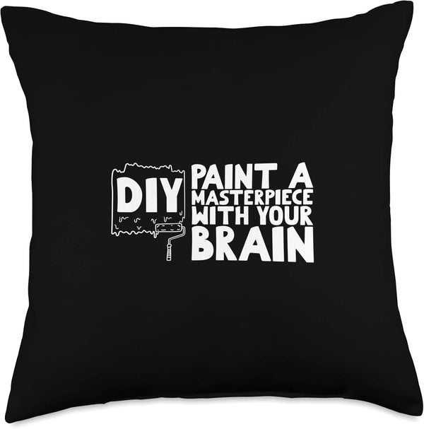 DIY Paint a Masterpiece with Your Brain Throw Pillow, 18x18, Multicolor
