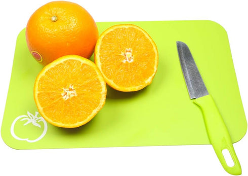 Small Flexible Plastic Cutting Board Mats, Set of 4, 2 Pack with Food Icons, Gripped Back, Dishwasher Safe, 7.5x11.4inch