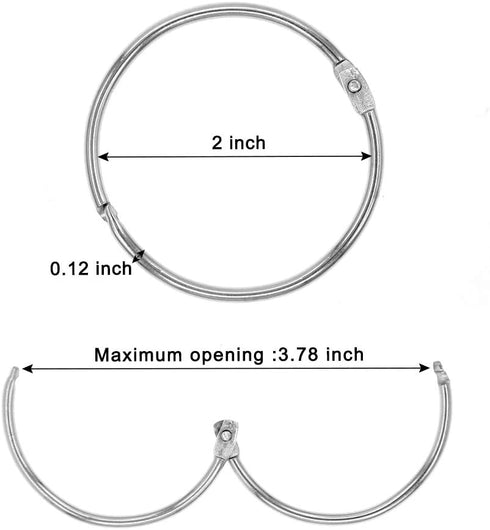 Coideal 20 Pack Metal Shower Curtain Rings, 2 Inch Large Silver Round Loop for Hanging Drapes