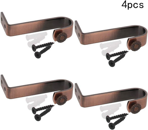 MroMax 4Pcs Curtain Rod Bracket - 85 X 35 X 20mm Wall-Mounted Iron Single Holder for 22mm Drapery Rod (Copper Red)