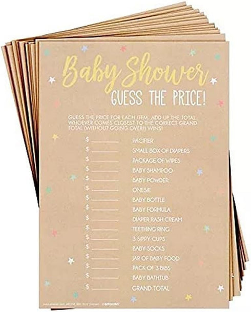 Exciting Multicolor Paper Party Games - 5" x 7" (Pack of 24) for Baby Showers, Announcements, Birthdays & Gender Reveal
